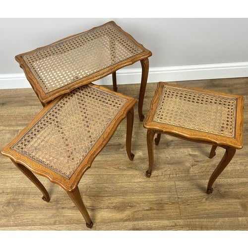 Wood Vintage French Nesting Tables in Oak, Set of 3 For Sale - Image 7 of 10