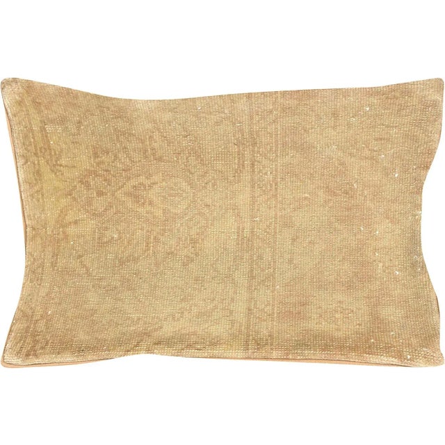 1960s Turkish Oushak Pillow. Hand sewn with fragments of Turkish hand made Oushak wool carpets. Fiber fill. 522236