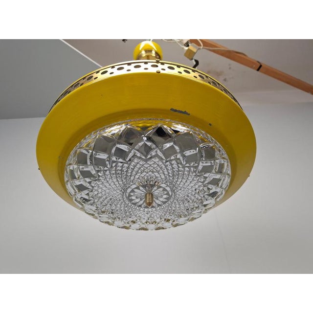 Mid-Century Modern Pendant Lamp in Yellow Metal with Brass and Glass, 1970s For Sale - Image 18 of 18