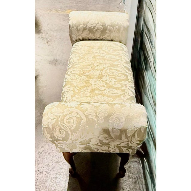 Wood Late 20th Century Queen Anne Style Rolled Arm Bench For Sale - Image 7 of 8