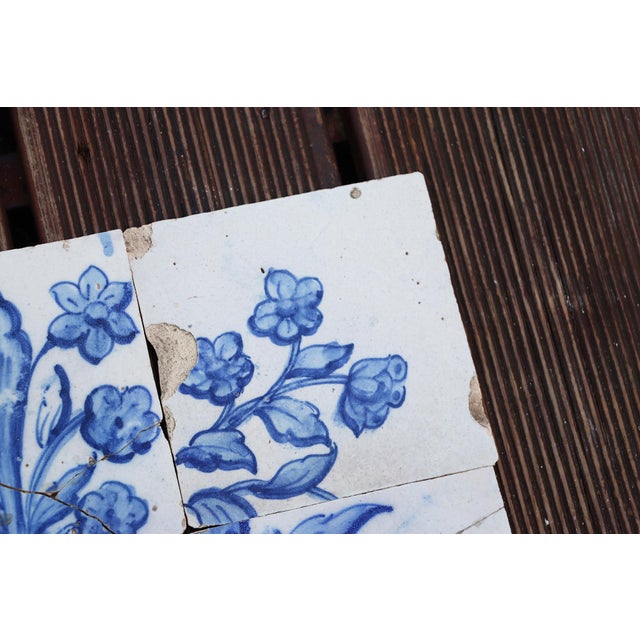 18th Century Tile Mural Panel Depicting a Baroque Jardinière With Flowers, Portuguese, 18th Century For Sale - Image 5 of 12
