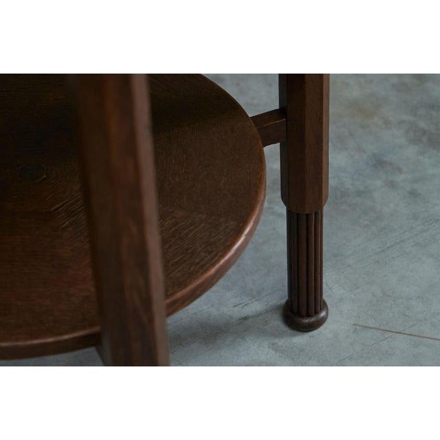 Art Deco Side Table in Oak and Red Travertine, 1930s For Sale - Image 13 of 14