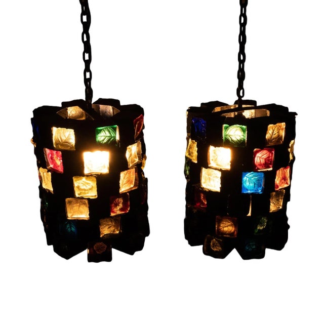 Felipe Derflingher 1970s Felipe Delfinger for Feders Modernist Brutalist Hanging Large Pendant Light Lamp - a Pair For Sale - Image 4 of 12