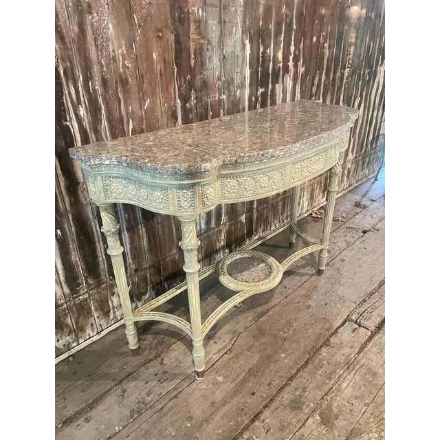 English Painted Console Table With Stone Top For Sale - Image 3 of 14