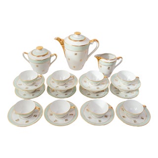 French Porcelain Tea or Coffee Service for 12 from Limoges, 1950s, Set of 27 For Sale