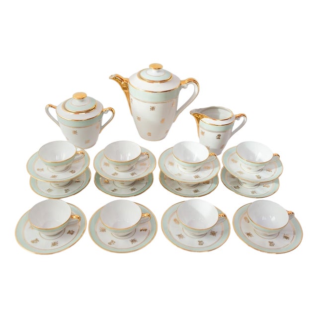 French Porcelain Tea or Coffee Service for 12 from Limoges, 1950s, Set of 27 For Sale