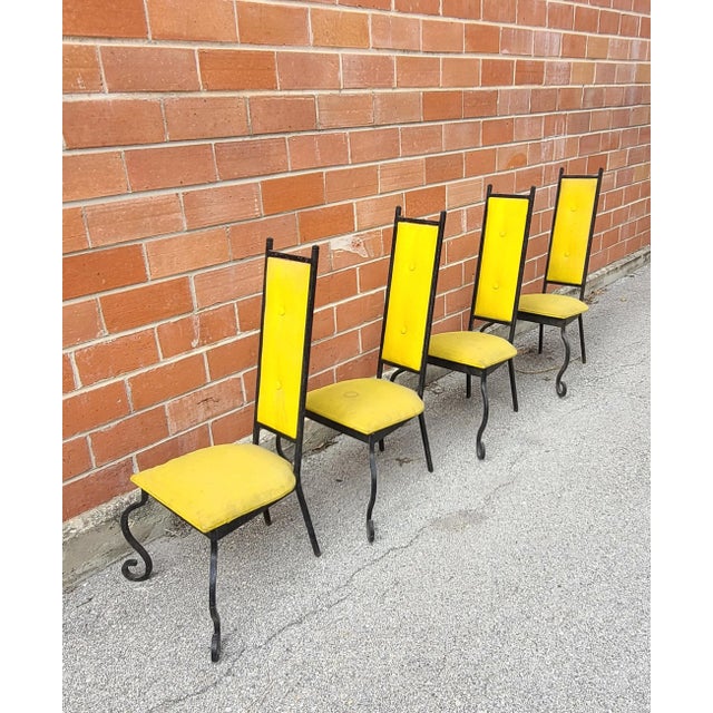 Electric Yellow Post Modern Wrought Iron Chairs - Set of 4 For Sale - Image 8 of 11