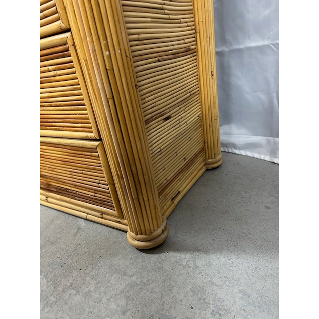 Late 20th Century Pencil Reed Rattan Tall Chest For Sale - Image 9 of 9