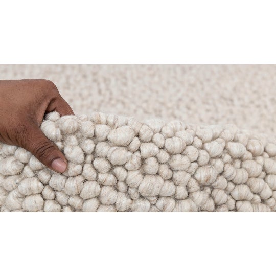 Chunky Wool Felted Nordic Flatweave Rug in Ivory and Cream, 8x10 Ft. For Sale - Image 10 of 13