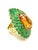 Orange Bochic "Orient" Vintage Green Emerald & HoneyCitrine Ring Set 18K Gold & Silver For Sale - Image 8 of 18