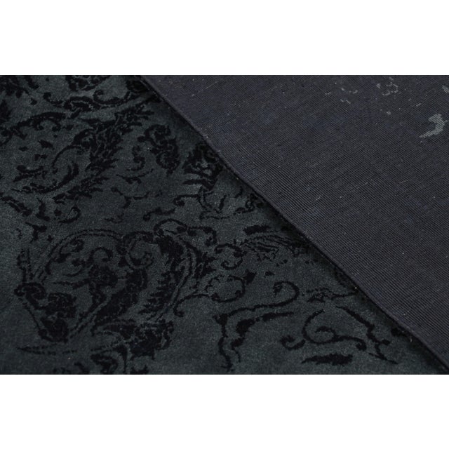 Textile Rug & Kilim’s Modern Classics Rug in Black and Gray With Muted Floral Patterns For Sale - Image 7 of 7