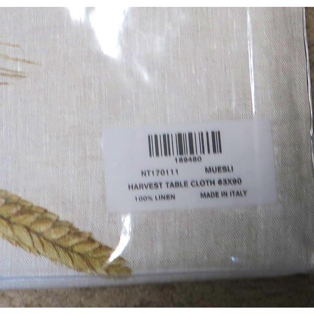 Tan Tessitura Toscana Telerie - Vintage Italian Large Linen Tablecloth - New in Original Packaging (63 X 90) For Sale - Image 8 of 10
