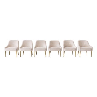 Set of 6 Anthropologie Ellory Dining Chairs — Velvet, Brass Legs For Sale