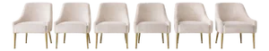 Set of 6 Anthropologie Ellory Dining Chairs — Velvet, Brass Legs