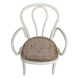 Vintage Dining Chair in White Beech and Bentwood Cane Seat, 1970s For Sale