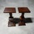 A handsome pair of Bernhardt Furniture Company solid-wood pedestal side tables, featuring substantial architectural...