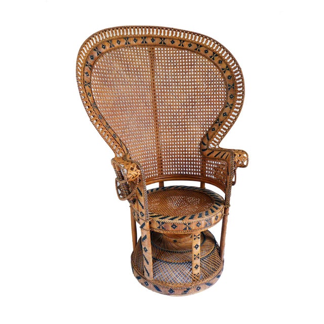 Vintage High Back Fan Peacock Rattan Chair Chairish