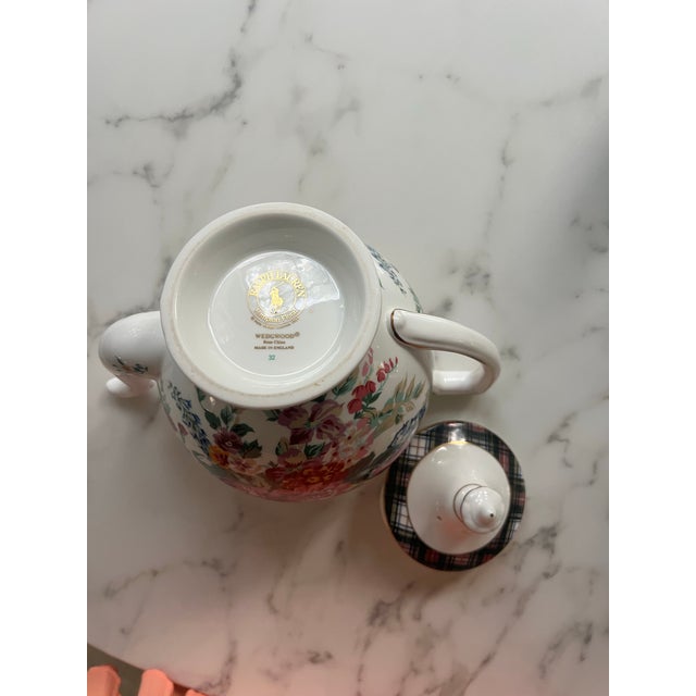 English Wedgwood Ralph Lauren Hampton Floral Teapot Creamer and Sugar For Sale - Image 3 of 3