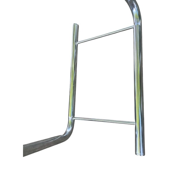 1970s 1970's Chrome Paperclip Tubular Tresles With Glass Top Table For Sale - Image 5 of 14