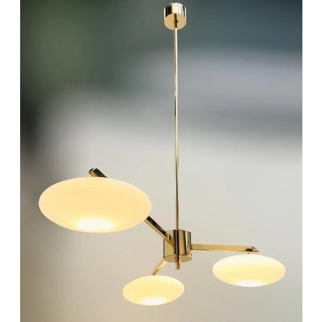 Not Yet Made - Made To Order Trio Pendant Polished Brass Glossy Gray Shade Flush Mount by Fabio LTD For Sale - Image 5 of 6