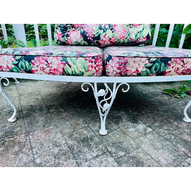 Vintage Woodard Wrought Iron Outdoor Patio Furniture Sectional Piece For Sale - Image 10 of 11