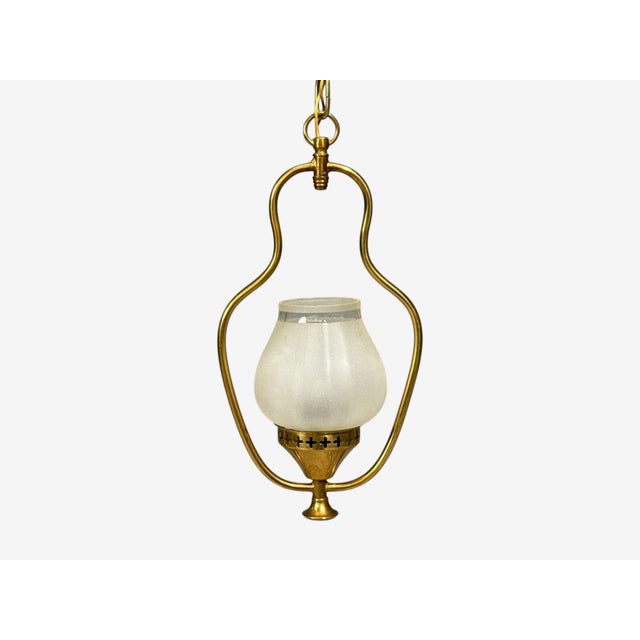 Swedish Modern, Pendant Light, Brass, Frosted Glass, Sweden, 1940s For Sale In New York - Image 6 of 10