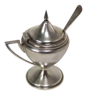 1872 Gorham American Aesthetic Victorian Era Solid Sterling Silver Mustard Pot & Spoon