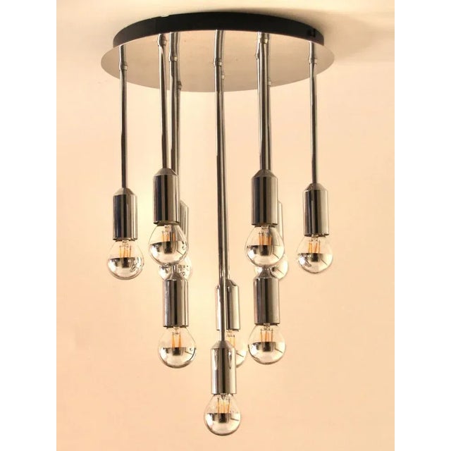 Silver Mid-Century German Atomic Ceiling Lamp in Chrome from Cosack, 1970s For Sale - Image 8 of 11