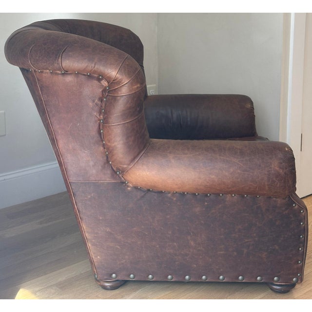 2000 - 2009 Restoration Hardware Leather Buster Chair For Sale - Image 5 of 15