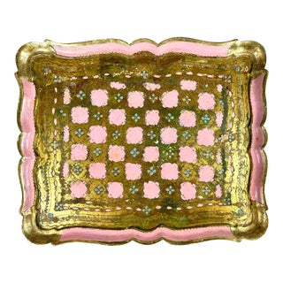 Vintage Italian Florentine Gilt Wood and Paper Mache Decorative Serving Tray For Sale