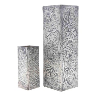 Art Nouveau Pewter Vases, Italy, Set of 2 For Sale