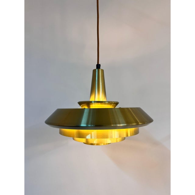 Danish Gold Slatted Lamp For Sale - Image 11 of 11
