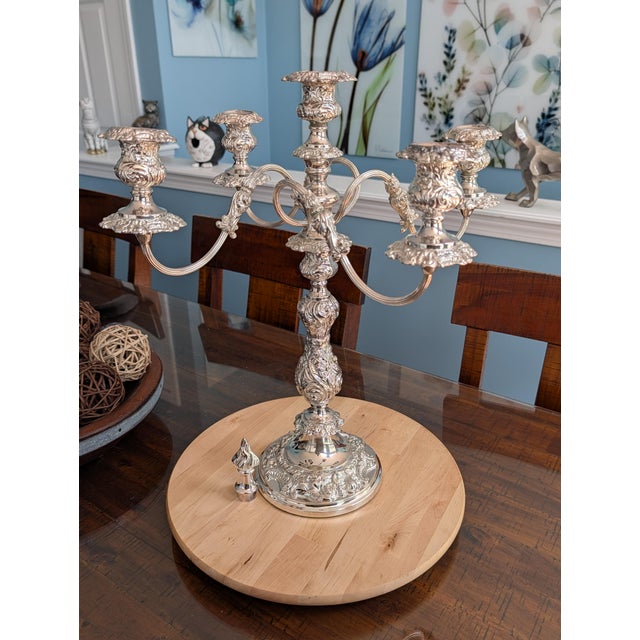 Barker Brothers & Cie Barker Ellis 1930-40's 5 Arm Candelabra Pair. For Sale - Image 4 of 17