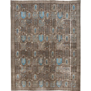 Vintage Distressed Persian Tabriz Garden Wool Rug For Sale