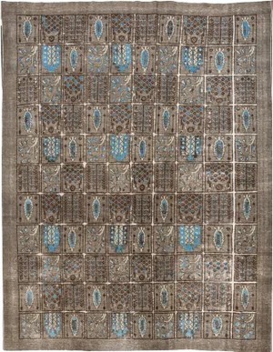 Vintage Distressed Persian Tabriz Garden Wool Rug