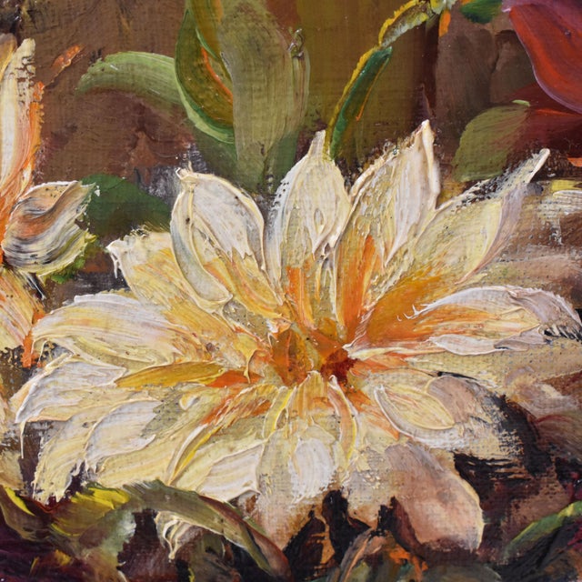 Kees Terlouw, Small Dahlias, Oil on Canvas, 20th Century, Framed For Sale - Image 6 of 11