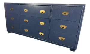 1960s Drexel Campaign Dresser Refinished in Navy