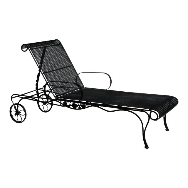 Woodard Style Wrought Iron Patio Chaise Lounge | Chairish