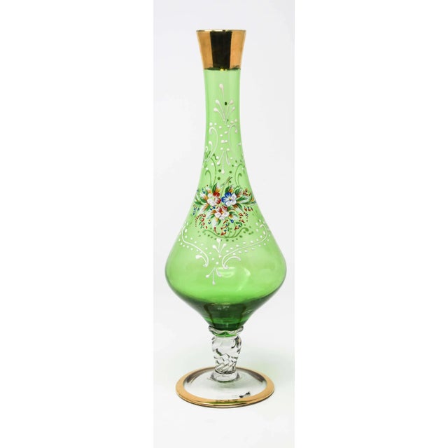 Bohemian Emerald Green Glass Gilded For Sale - Image 12 of 13