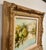Timeless Vintage French Landscape Painting by Berthe, ornate hunch gold frame with an oatmeal linen liner, showroom floor...