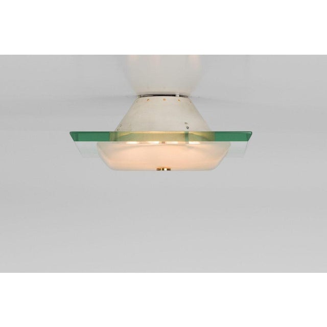 Glass Model 1990 Flush Mount attributed to Max Ingrand for Fontana Arte, Italy, 1960s For Sale - Image 7 of 9