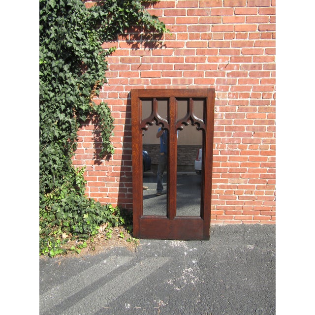 Wood English Gothic Oak Mirror 1860s For Sale - Image 7 of 10
