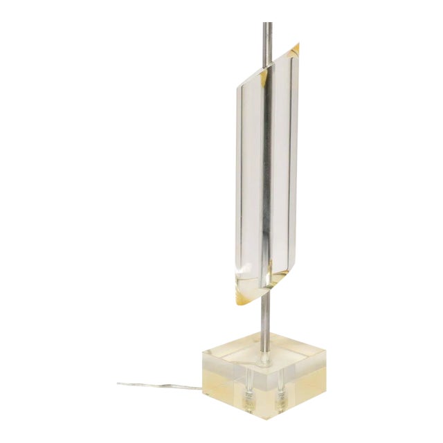 1970's Mid-Century Modern Golden Lucite Architectural Lamp For Sale