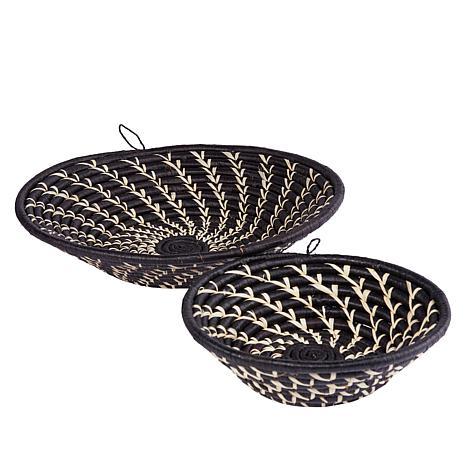 Black is such a chic, classic color bring that feeling into your home with our black woven wall basket set. Use the large...