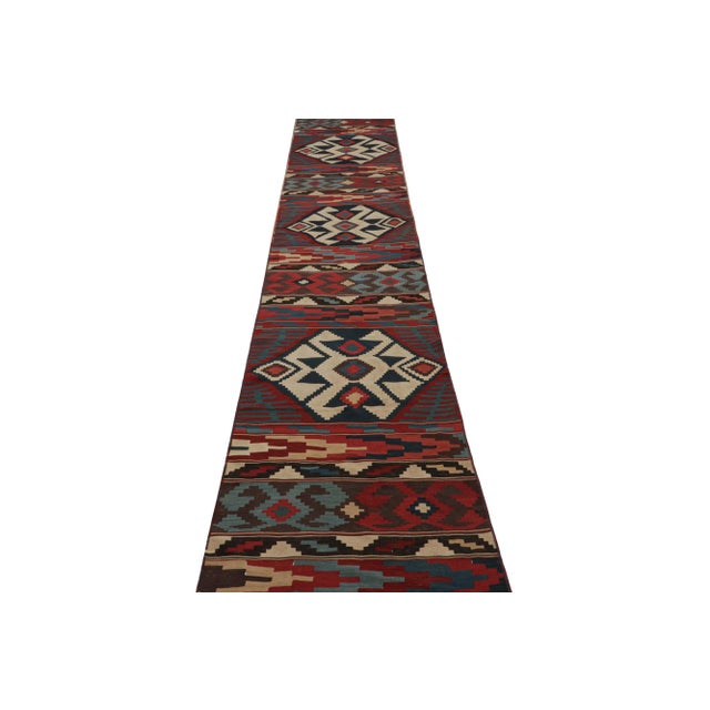 Traditional Twin Vintage Persian Kilim Runner Rugs With Geometric Patterns, From Rug & Kilim For Sale - Image 3 of 7