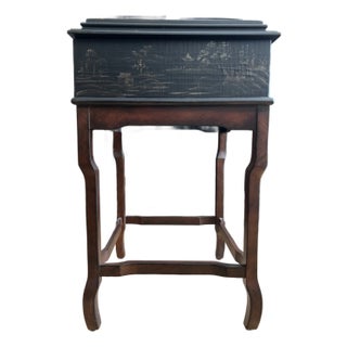 Ethan Allen Vintage Lianne Chinoiserie Box on Stand For Sale