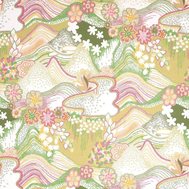 Not Yet Made - Made To Order Schumacher X Clements Ribeiro Daisy Chain Wallpaper in Green & Pink - 10 Yards For Sale - Image 5 of 5