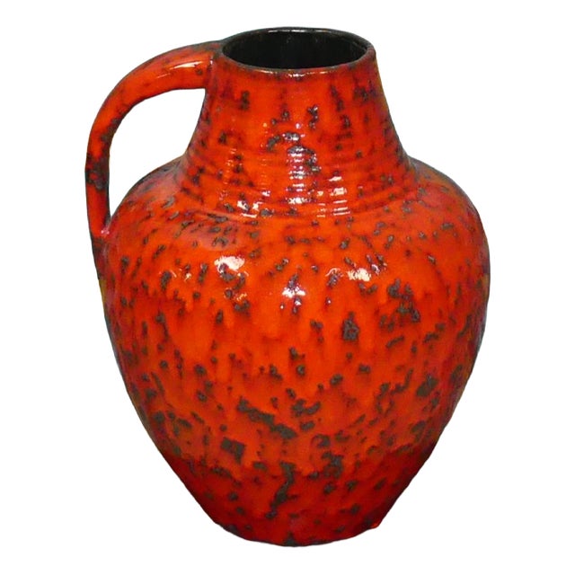 Red Orange Glazed Model 426-35 Bulbous Floor Vase, West Germany, 1970s For Sale