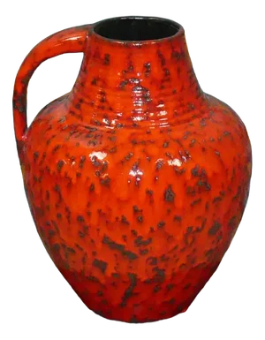 Red Orange Glazed Model 426-35 Bulbous Floor Vase, West Germany, 1970s