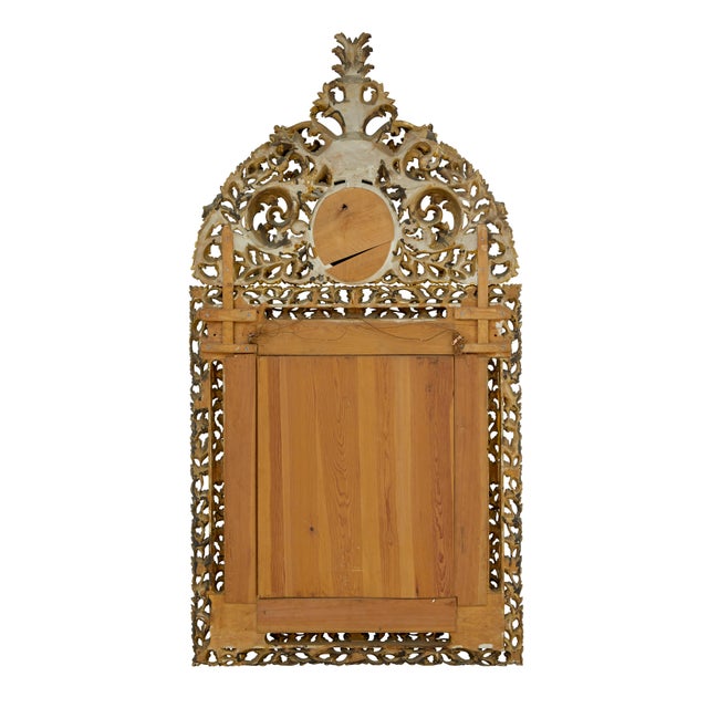 Antique Baroque Influenced Cushion Mirror in Carved Wood, 1905 For Sale - Image 4 of 8